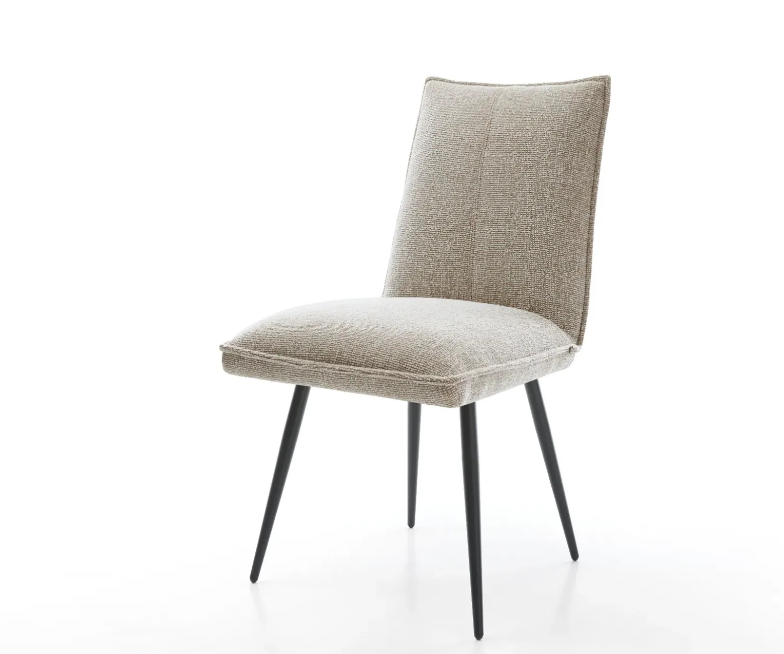EsszimmerstuhlLelio-Flex Webstoff Soft Beige 4-Fuß konisch Schwarz Taschenfederkern Sofort versandfertig