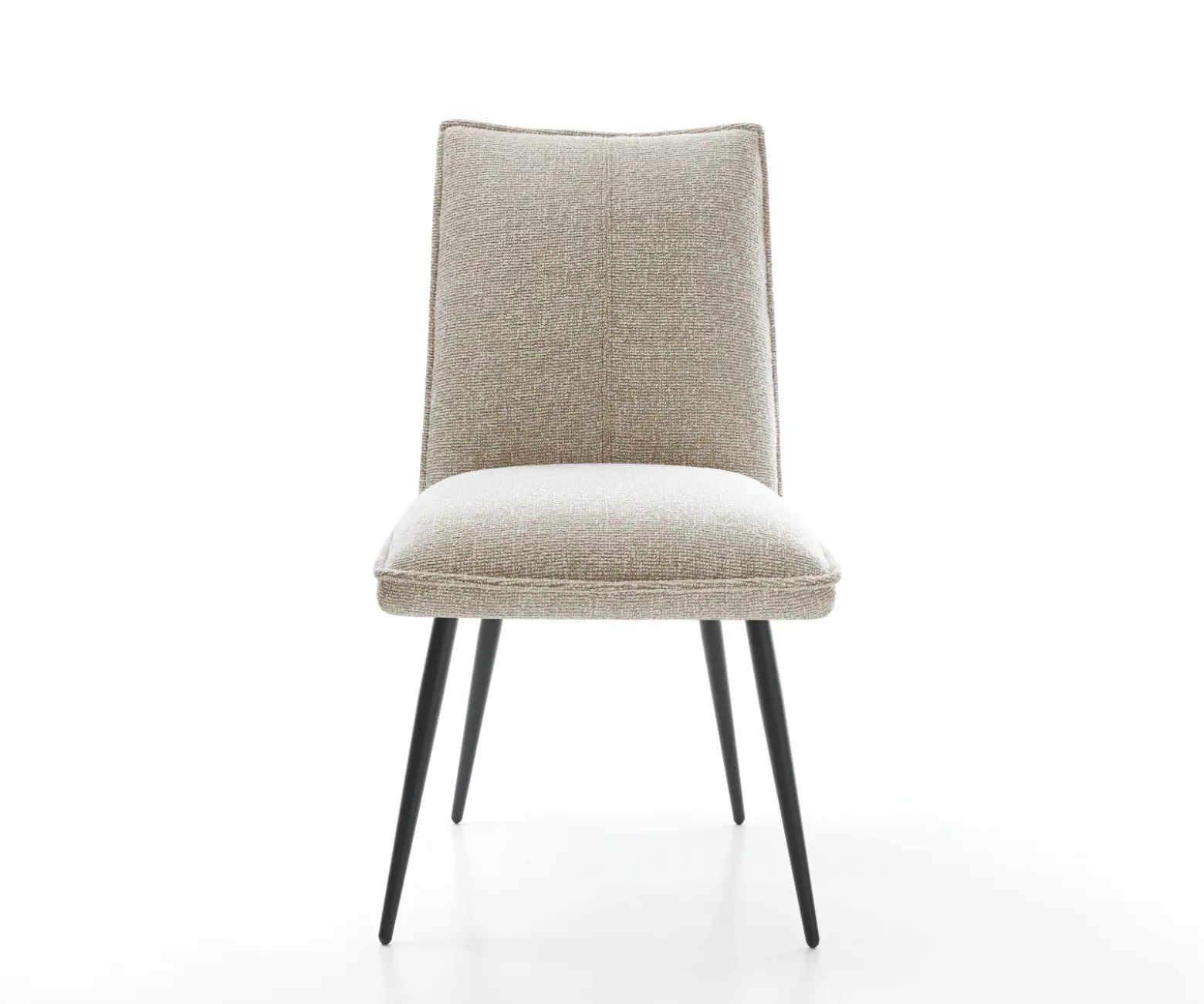 EsszimmerstuhlLelio-Flex Webstoff Soft Beige 4-Fuß konisch Schwarz Taschenfederkern Sofort versandfertig