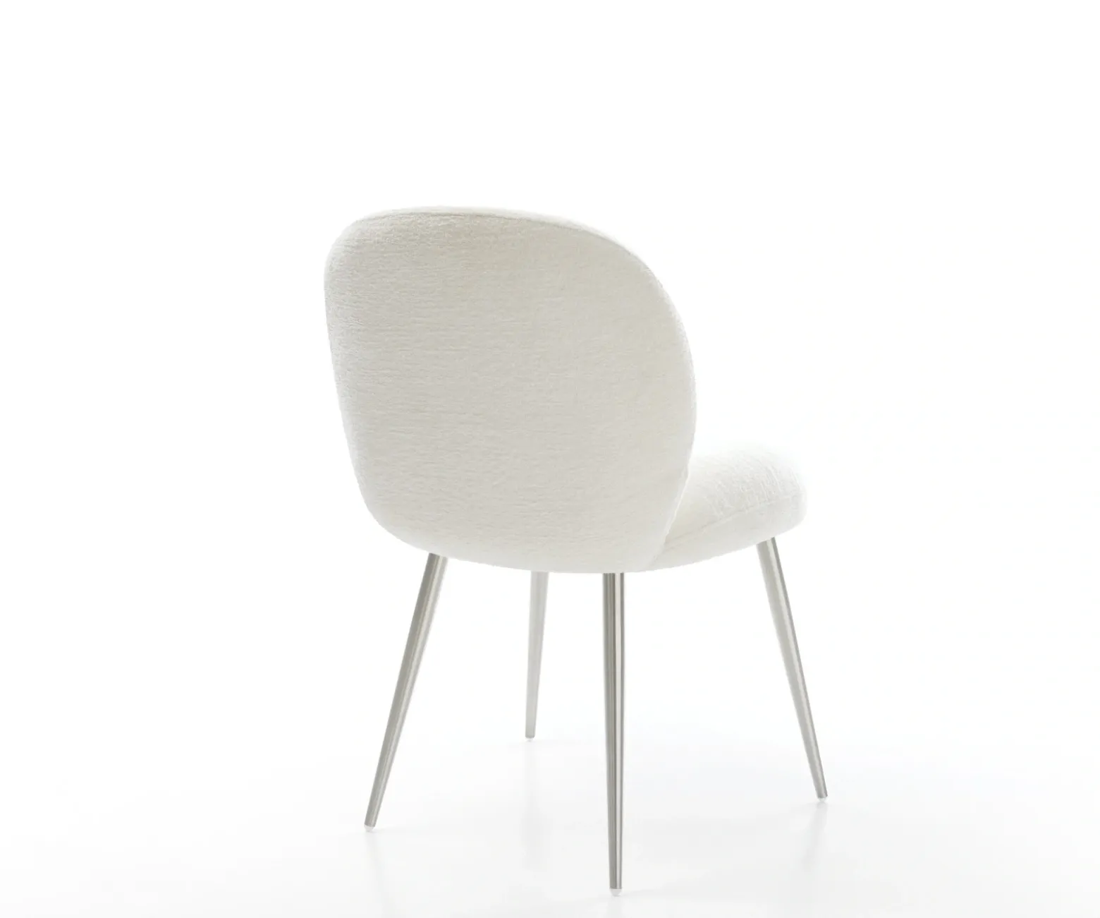 EsszimmerstuhlNube-Flex Bouclé Soft Beige 4-Fuß konisch Edelstahl Taschenfederkern Sofort versandfertig