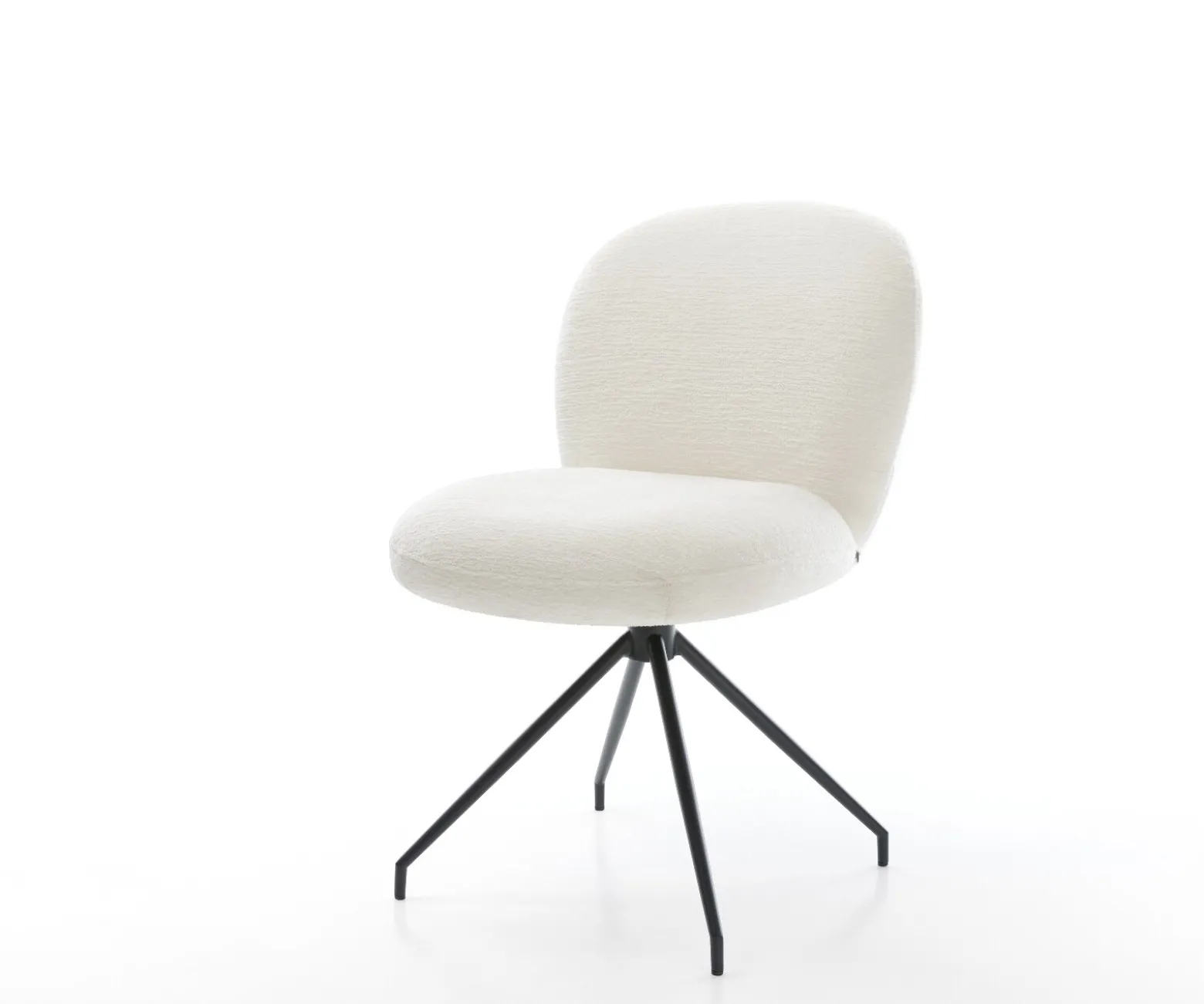 EsszimmerstuhlNube-Flex Bouclé Soft Beige Kreuzgestell konisch Schwarz Taschenfederkern Sofort versandfertig