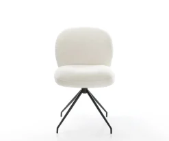 EsszimmerstuhlNube-Flex Bouclé Soft Beige Kreuzgestell konisch Schwarz Taschenfederkern Sofort versandfertig