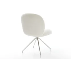 EsszimmerstuhlNube-Flex Bouclé Soft Beige Kreuzgestell konisch Edelstahl Taschenfederkern Sofort versandfertig