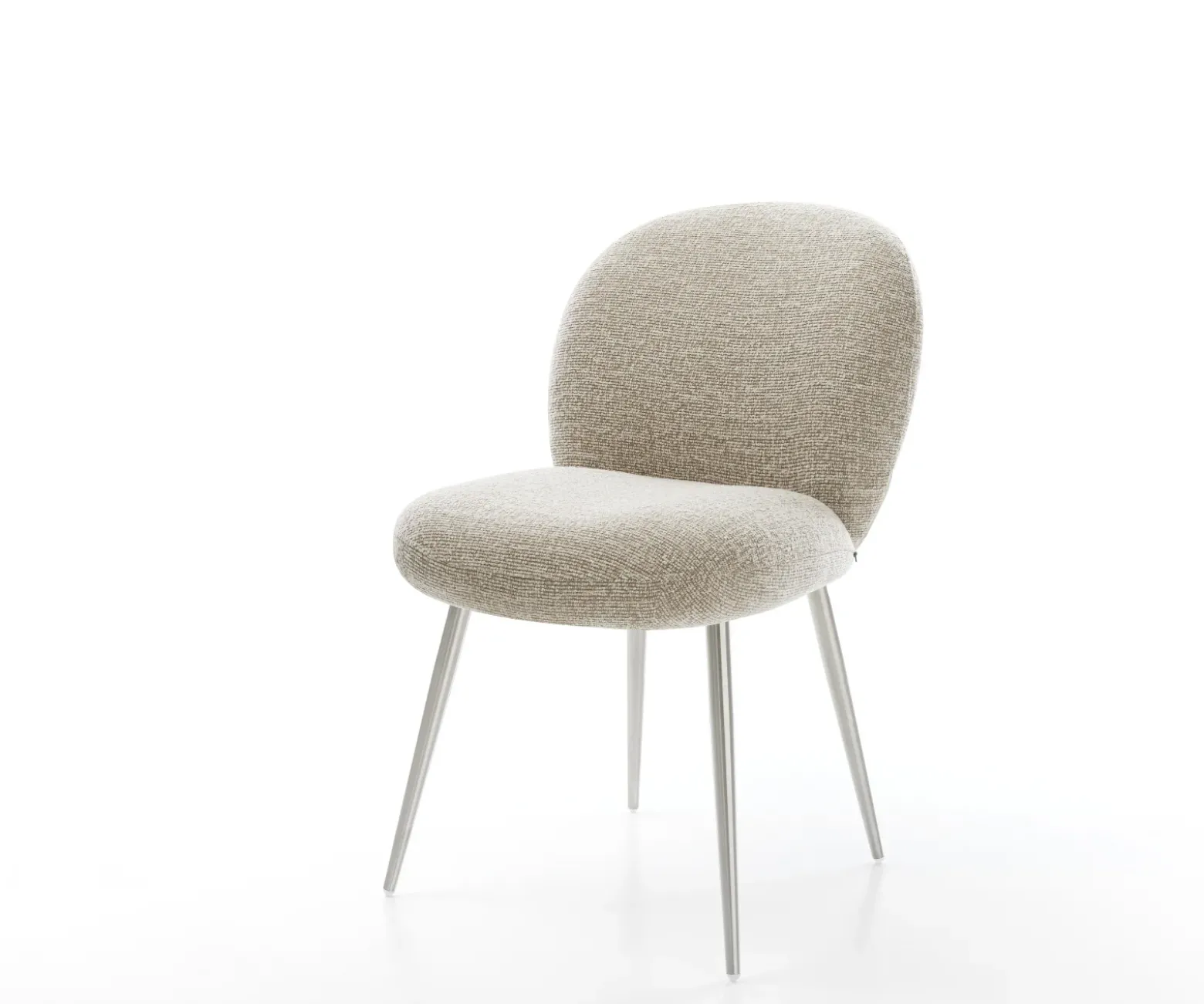 EsszimmerstuhlNube-Flex Webstoff Soft Beige 4-Fuß konisch Edelstahl Taschenfederkern Sofort versandfertig