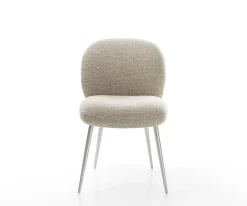 EsszimmerstuhlNube-Flex Webstoff Soft Beige 4-Fuß konisch Edelstahl Taschenfederkern Sofort versandfertig