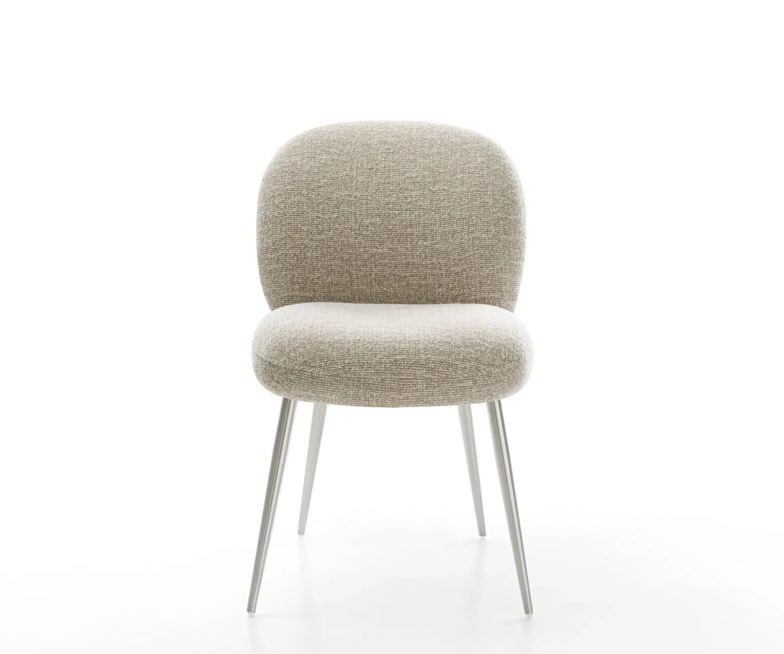 EsszimmerstuhlNube-Flex Webstoff Soft Beige 4-Fuß konisch Edelstahl Taschenfederkern Sofort versandfertig