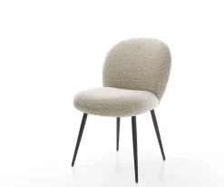 EsszimmerstuhlNube-Flex Webstoff Soft Beige 4-Fuß konisch Schwarz Taschenfederkern Sofort versandfertig