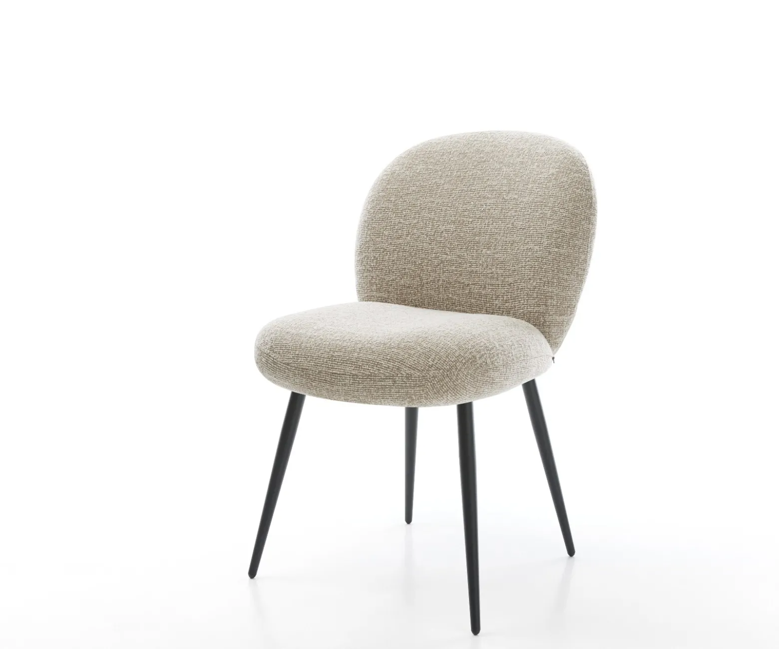 EsszimmerstuhlNube-Flex Webstoff Soft Beige 4-Fuß konisch Schwarz Taschenfederkern Sofort versandfertig