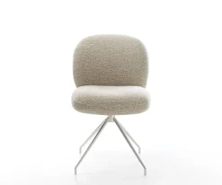 EsszimmerstuhlNube-Flex Webstoff Soft Beige Kreuzgestell konisch Edelstahl Taschenfederkern Sofort versandfertig