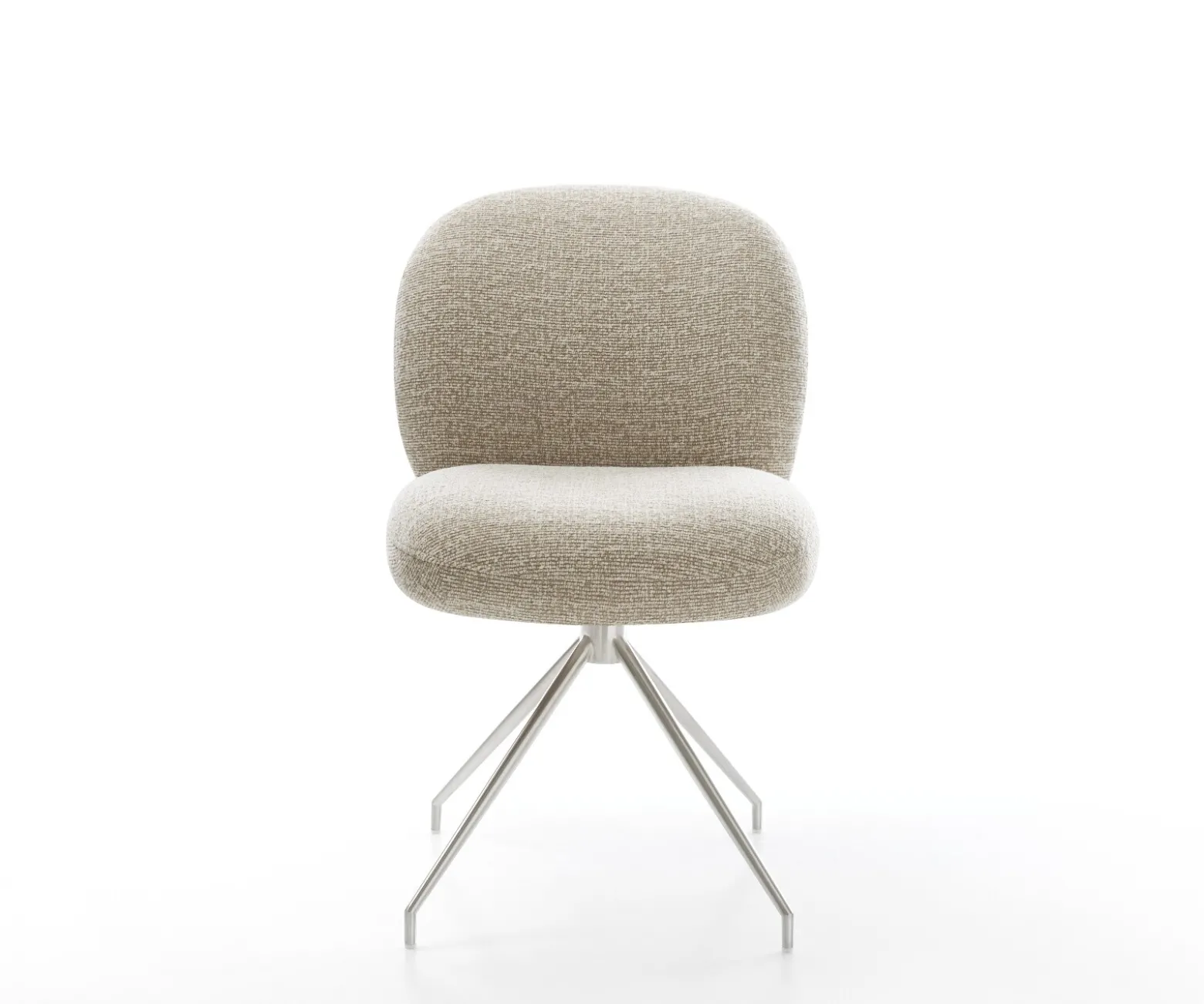 EsszimmerstuhlNube-Flex Webstoff Soft Beige Kreuzgestell konisch Edelstahl Taschenfederkern Sofort versandfertig
