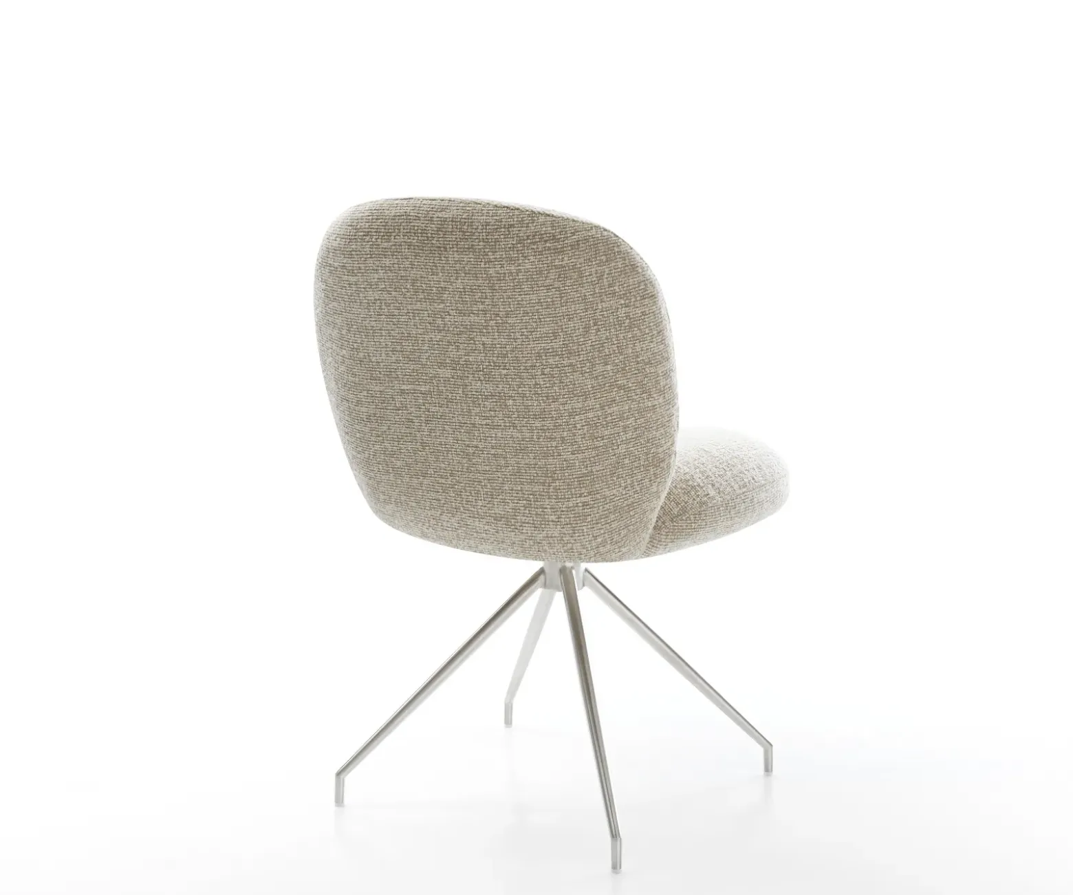 EsszimmerstuhlNube-Flex Webstoff Soft Beige Kreuzgestell konisch Edelstahl Taschenfederkern Sofort versandfertig