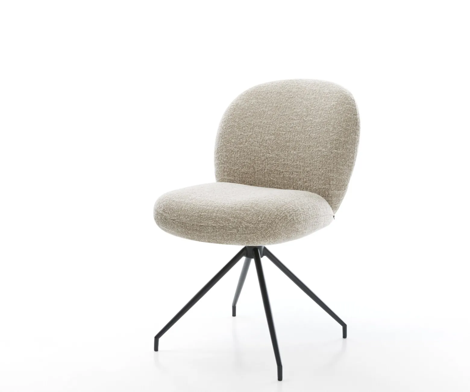 EsszimmerstuhlNube-Flex Webstoff Soft Beige Kreuzgestell konisch Schwarz Taschenfederkern Sofort versandfertig