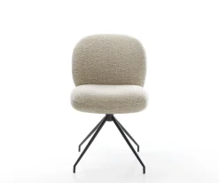 EsszimmerstuhlNube-Flex Webstoff Soft Beige Kreuzgestell konisch Schwarz Taschenfederkern Sofort versandfertig