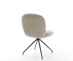 EsszimmerstuhlNube-Flex Webstoff Soft Beige Kreuzgestell konisch Schwarz Taschenfederkern Sofort versandfertig