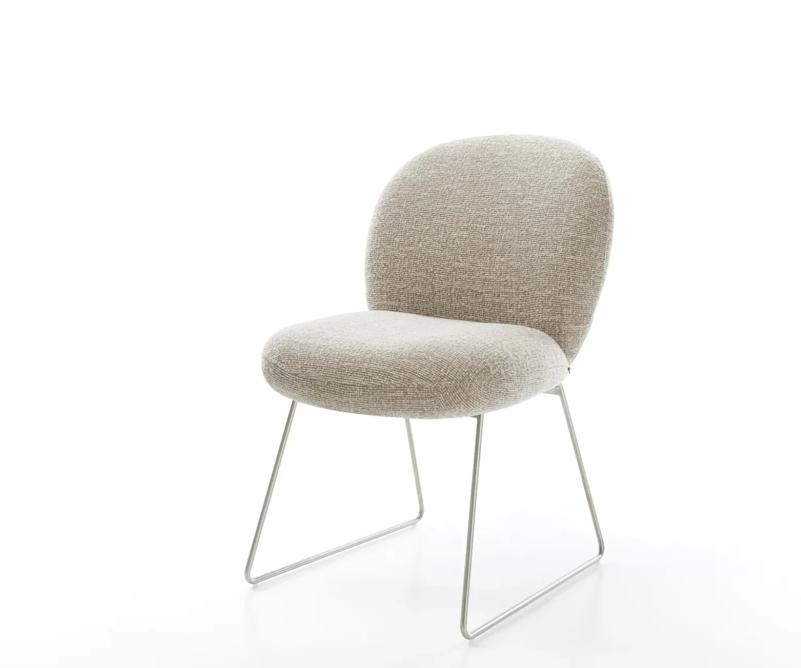 EsszimmerstuhlNube-Flex Webstoff Soft Beige Kufengestell Edelstahl Taschenfederkern Sofort versandfertig