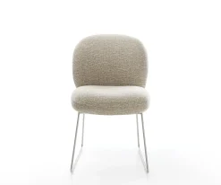 EsszimmerstuhlNube-Flex Webstoff Soft Beige Kufengestell Edelstahl Taschenfederkern Sofort versandfertig