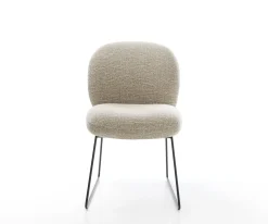 EsszimmerstuhlNube-Flex Webstoff Soft Beige Kufengestell Schwarz Taschenfederkern Sofort versandfertig