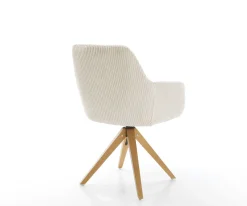 EsszimmerstuhlPejo-Flex Cord Beige Holzgestell kantig Natur 360° drehbar Taschenfederkern Versandfertig ca. 28.10.26