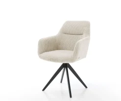 EsszimmerstuhlPejo-Flex Cord Beige Kreuzgestell kantig Schwarz Taschenfederkern Sofort versandfertig