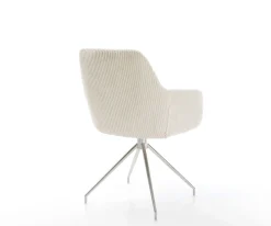 EsszimmerstuhlPejo-Flex Cord Beige Kreuzgestell konisch Edelstahl Taschenfederkern Sofort versandfertig