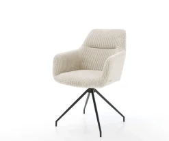 EsszimmerstuhlPejo-Flex Cord Beige Kreuzgestell konisch Schwarz Taschenfederkern Sofort versandfertig