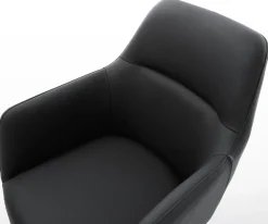 EsszimmerstuhlPejo-Flex Echt-Leder Schwarz Kreuzgestell kantig Schwarz Taschenfederkern Sofort versandfertig