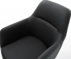 EsszimmerstuhlPejo-Flex Echt-Leder Schwarz Kreuzgestell kantig Edelstahl Taschenfederkern Sofort versandfertig