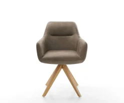 EsszimmerstuhlPejo-Flex Mikrofaser Taupe Vintage Holzgestell kantig Natur 360° drehbar Taschenfederkern Versandfertig ca. 28.10.26