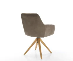 EsszimmerstuhlPejo-Flex Mikrofaser Taupe Vintage Holzgestell kantig Natur 360° drehbar Taschenfederkern Versandfertig ca. 28.10.26