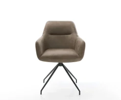 EsszimmerstuhlPejo-Flex Mikrofaser Taupe Vintage Kreuzgestell konisch Schwarz Taschenfederkern Sofort versandfertig