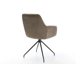 EsszimmerstuhlPejo-Flex Mikrofaser Taupe Vintage Kreuzgestell konisch Schwarz Taschenfederkern Sofort versandfertig