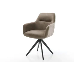 EsszimmerstuhlPejo-Flex Mikrofaser Taupe Vintage Kreuzgestell kantig Schwarz Taschenfederkern Sofort versandfertig