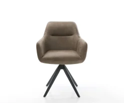 EsszimmerstuhlPejo-Flex Mikrofaser Taupe Vintage Kreuzgestell kantig Schwarz Taschenfederkern Sofort versandfertig