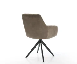 EsszimmerstuhlPejo-Flex Mikrofaser Taupe Vintage Kreuzgestell kantig Schwarz Taschenfederkern Sofort versandfertig