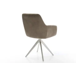 EsszimmerstuhlPejo-Flex Mikrofaser Taupe Vintage Kreuzgestell kantig Edelstahl Taschenfederkern Sofort versandfertig