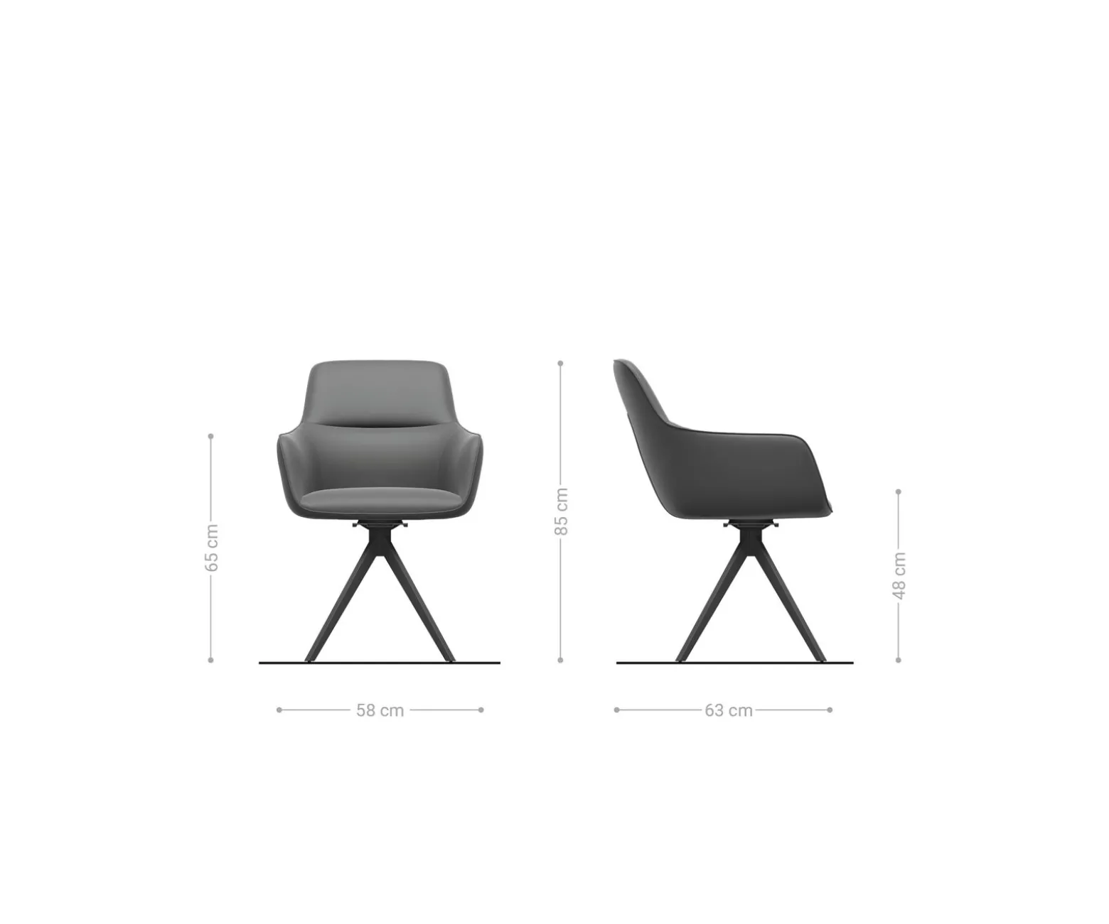EsszimmerstuhlPejo-Flex Samt Grau Kreuzgestell kantig Schwarz Taschenfederkern Sofort versandfertig