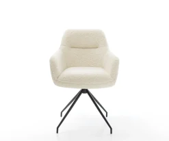 EsszimmerstuhlPejo-Flex Teddystoff Beige Kreuzgestell konisch Schwarz Taschenfederkern Sofort versandfertig
