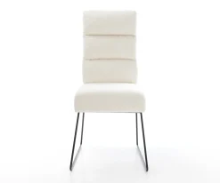 EsszimmerstuhlPela-Flex Bouclé Soft Beige Kufengestell Schwarz Taschenfederkern Sofort versandfertig