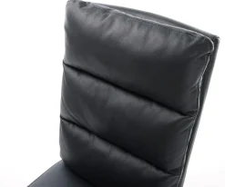 EsszimmerstuhlPela-Flex Echt-Leder Schwarz Kreuzgestell konisch Edelstahl Taschenfederkern Sofort versandfertig