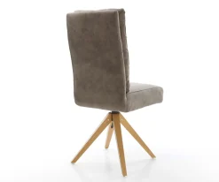 EsszimmerstuhlPela-Flex Mikrofaser Taupe Vintage Holzgestell kantig Natur 360° drehbar Taschenfederkern Versandfertig ca. 28.10.26