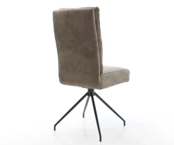 EsszimmerstuhlPela-Flex Mikrofaser Taupe Vintage Kreuzgestell konisch Schwarz Taschenfederkern Sofort versandfertig