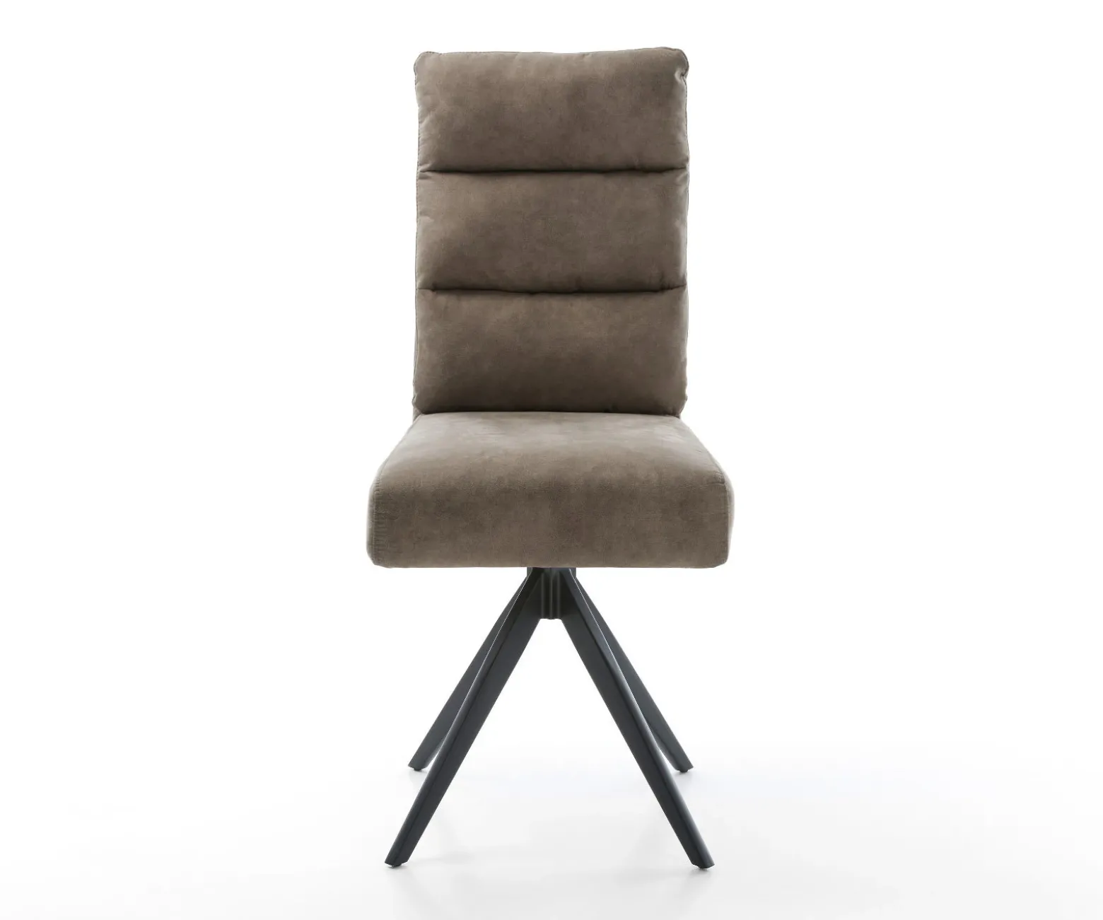 EsszimmerstuhlPela-Flex Mikrofaser Taupe Vintage Kreuzgestell kantig Schwarz Taschenfederkern Sofort versandfertig