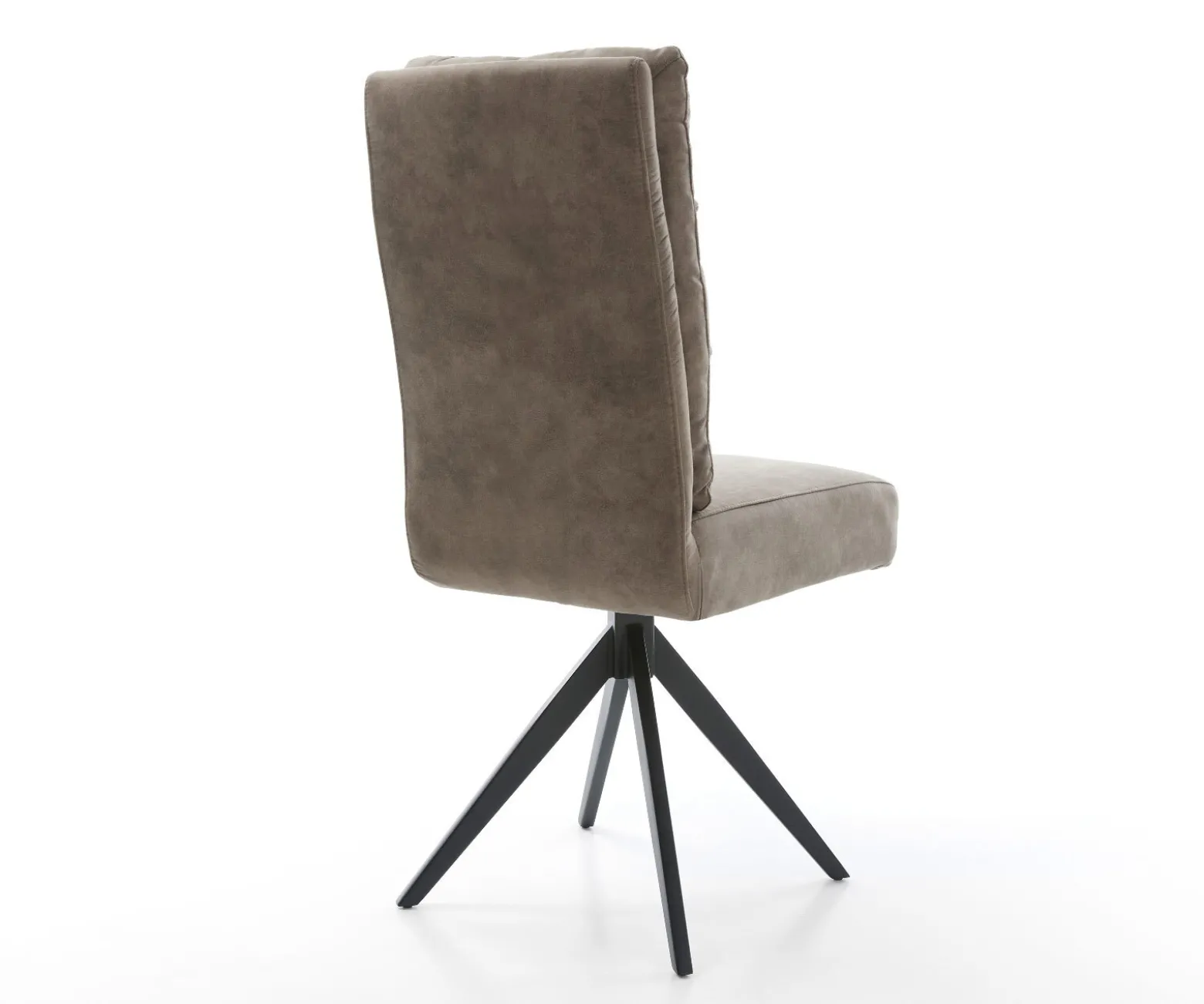 EsszimmerstuhlPela-Flex Mikrofaser Taupe Vintage Kreuzgestell kantig Schwarz Taschenfederkern Sofort versandfertig
