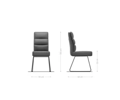 EsszimmerstuhlPela-Flex Webstoff Soft Beige Kufengestell Edelstahl Taschenfederkern Sofort versandfertig