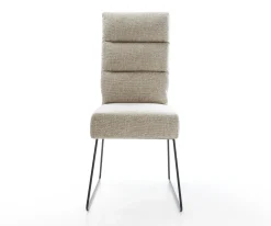 EsszimmerstuhlPela-Flex Webstoff Soft Beige Kufengestell Schwarz Taschenfederkern Sofort versandfertig
