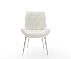 EsszimmerstuhlTaimi-Flex Bouclé Soft Beige 4-Fuß konisch Edelstahl Sofort versandfertig