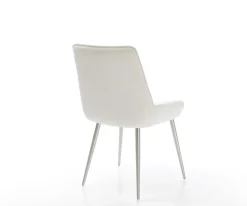 EsszimmerstuhlTaimi-Flex Bouclé Soft Beige 4-Fuß konisch Edelstahl Sofort versandfertig