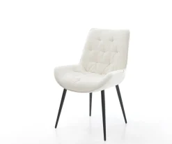 EsszimmerstuhlTaimi-Flex Bouclé Soft Beige 4-Fuß konisch Schwarz Sofort versandfertig