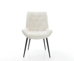 EsszimmerstuhlTaimi-Flex Bouclé Soft Beige 4-Fuß konisch Schwarz Sofort versandfertig