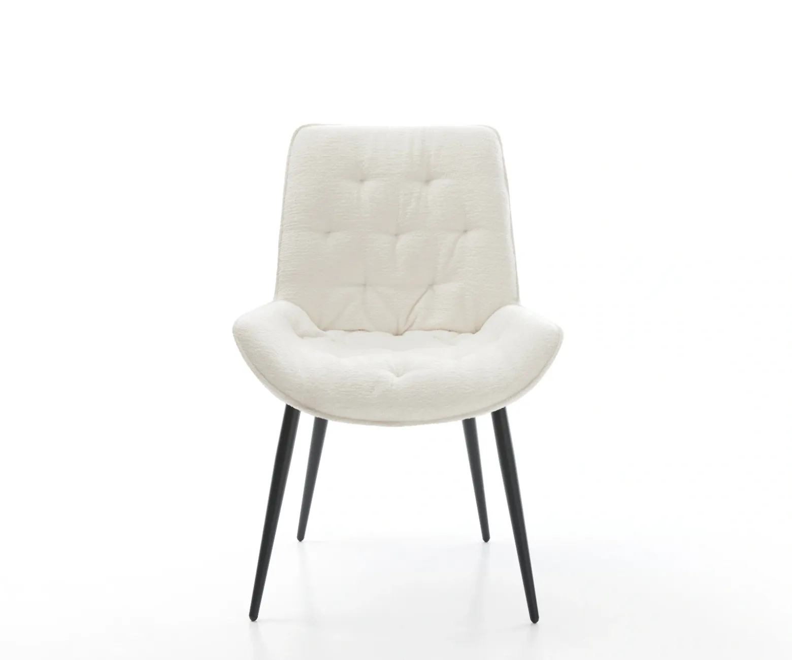 EsszimmerstuhlTaimi-Flex Bouclé Soft Beige 4-Fuß konisch Schwarz Sofort versandfertig