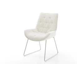 EsszimmerstuhlTaimi-Flex Bouclé Soft Beige Kufengestell Edelstahl Sofort versandfertig